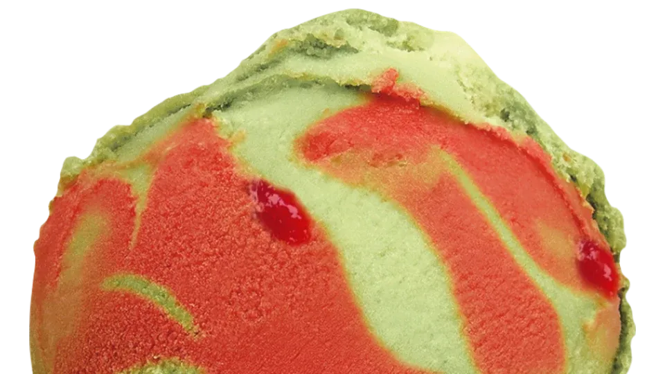 Eiskugel Matcha-Erdbeer